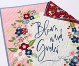 Kristin Blandford Designs Baby Quilt Kit Baby Girl Panel Quilt Kit, Bloom and Grow Riley Blake Fabrics, Simple Easy Beginner Quilting Project Ideas Sewing Maroon Pink Stripe Navy
