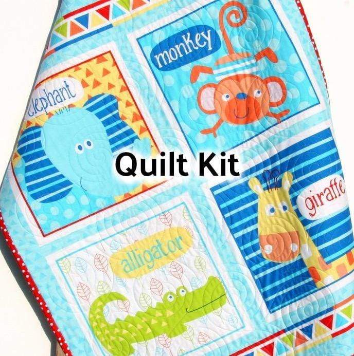Baby Quilt Kit, Safari Animals Panel Quick Easy Fun, Beginner Project