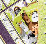 Kristin Blandford Designs Baby Quilt Kit Barnyard Buddies Quilt Kit, Farm Panel Quick Easy Fun, Beginner Project, Quilting Fabrics, Baby Nursery Bedding Cow Horse Pig Animals Sheep