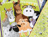 Kristin Blandford Designs Baby Quilt Kit Barnyard Buddies Quilt Kit, Farm Panel Quick Easy Fun, Beginner Project, Quilting Fabrics, Baby Nursery Bedding Cow Horse Pig Animals Sheep