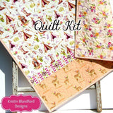 Kristin Blandford Designs Baby Quilt Kit Boho Quilt Kit, DIY Project, Easy Beginner, Striped Pattern, Modern Quilt Kit Girl Deer Fawn Teepee Aztec Coral Nursery Bedding Blanket