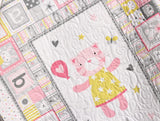 Kristin Blandford Designs Baby Quilt Kit Cuddly Cat Quilt Kit Panel Blanket Baby Sewing Project Nursery Bedding Beginner Simple Fabric Bundle Set Tiny Tots Newborn Infant Light Pink