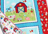 Kristin Blandford Designs Baby Quilt Kit Farm Panel Quilt Kit, Quick Easy Fun, Beginner Project, Quilting Fabrics, Baby Nursery Farm Bedding Cow Horse Pig Barnyard Animals Newborn