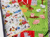 Kristin Blandford Designs Baby Quilt Kit Farm Panel Quilt Kit, Quick Easy Fun, Beginner Project, Quilting Fabrics, Baby Nursery Farm Bedding Cow Horse Pig Barnyard Animals Newborn