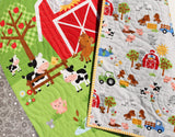 Kristin Blandford Designs Baby Quilt Kit Farm Panel Quilt Kit, Quick Easy Fun, Beginner Project, Quilting Fabrics, Baby Nursery Farm Bedding Cow Horse Pig Barnyard Animals Newborn