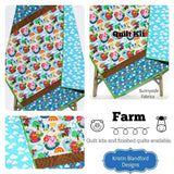 Farm Quilt Kit, Barnyard Animals Bedding, Quilting Ideas, Pig Horse Blanket, Boy or Girl Nursery