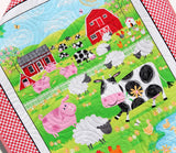 Kristin Blandford Designs Baby Quilt Kit Farm Quilt Kit, Panel Quick Easy Fun, Beginner Project, Quilting Fabrics, Baby Nursery Farm Bedding Cow Horse Pig Barnyard Animals Sheep