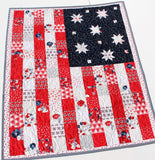 Kristin Blandford Designs Baby Quilt Kit Flag Quilt Kit Land of Liberty USA American Faux Patchwork Riley Blake Fabrics Simple Easy Beginner Quilt Project Sewing Panel United States