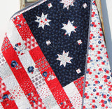 Kristin Blandford Designs Baby Quilt Kit Flag Quilt Kit Land of Liberty USA American Faux Patchwork Riley Blake Fabrics Simple Easy Beginner Quilt Project Sewing Panel United States