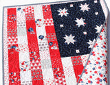 Kristin Blandford Designs Baby Quilt Kit Flag Quilt Kit Land of Liberty USA American Faux Patchwork Riley Blake Fabrics Simple Easy Beginner Quilt Project Sewing Panel United States