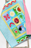 Kristin Blandford Designs Baby Quilt Kit Girl Quilt Kit, Butterfly Studio E Fabrics, Panel Quick Simple Easy Beginner Project, Owl Frog Rainbow Ladybug, Pink Aqua Yellow Whimsy