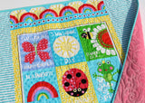 Kristin Blandford Designs Baby Quilt Kit Girl Quilt Kit, Butterfly Studio E Fabrics, Panel Quick Simple Easy Beginner Project, Owl Frog Rainbow Ladybug, Pink Aqua Yellow Whimsy