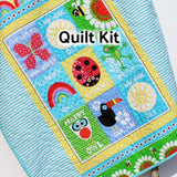 Kristin Blandford Designs Baby Quilt Kit Girl Quilt Kit, Butterfly Studio E Fabrics, Panel Quick Simple Easy Beginner Project, Owl Frog Rainbow Ladybug, Pink Aqua Yellow Whimsy