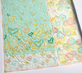 Kristin Blandford Designs Baby Quilt Kit Girls Quilt Kit, Nursery Crib Blanket, DIY Do It Yourself Project, Art Gallery Fabrics Reverie Hearts Flowers Tulips Mint Pink Yellow Green