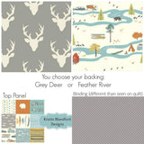 Kristin Blandford Designs Baby Quilt Kit LAST ONES Feather River Quilt Kit, Panel Cheater Top Wholecloth, Woodland Patchwork