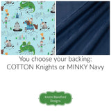 Kristin Blandford Designs Baby Quilt Kit Little Dragon Quilt Kit, Brave Knight Boy Panel, Nursery Crib Sewing Blanket, Quilting DIY Project Simple Quick Easy Once Upon a Time Fabric