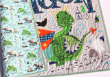 Kristin Blandford Designs Baby Quilt Kit Little Dragon Quilt Kit, Brave Knight Boy Panel, Nursery Crib Sewing Blanket, Quilting DIY Project Simple Quick Easy Once Upon a Time Fabric