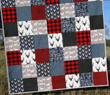 LAST ONES Lumberjack Quilt Kit, Buffalo Plaid Woodland Baby Nursery, Quilting Project