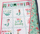 Kristin Blandford Designs Baby Quilt Kit Mermaid Baby Quilt Kit, Sewing Project to Make Yourself, Girls Newborn Bedding, Quilted Blanket Kit Fish Nautical Fabrics Gift for Child Sew