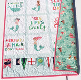 Kristin Blandford Designs Baby Quilt Kit Mermaid Baby Quilt Kit, Sewing Project to Make Yourself, Girls Newborn Bedding, Quilted Blanket Kit Fish Nautical Fabrics Gift for Child Sew