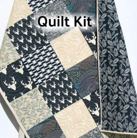 Navy Cream Woodland Quilt Kit, Baby or Toddler Bed Sizes DIY Project, Quilting Sewing Ideas