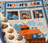 Kristin Blandford Designs Baby Quilt Kit Noah's Ark Quilt Kit, Biblical Bedding, Studio E Fabrics, Blue Brown, Boy or Girl