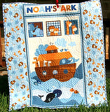 Kristin Blandford Designs Baby Quilt Kit Noah's Ark Quilt Kit, Biblical Bedding, Studio E Fabrics, Blue Brown, Boy or Girl