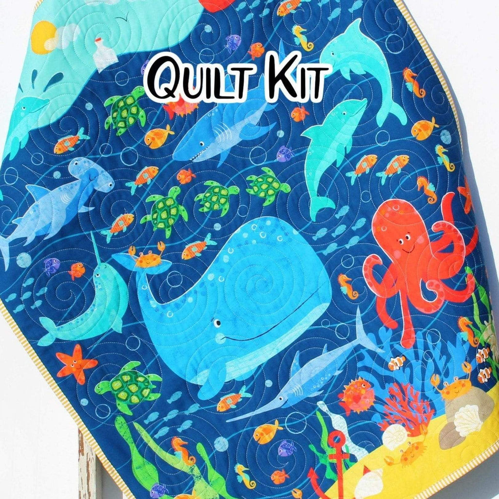 Kristin Blandford Designs Baby Quilt Kit Ocean Quilt Kit, Sea Fish Octopus Whales, Nautical Crib Blanket, Quilting DIY Sewing Project