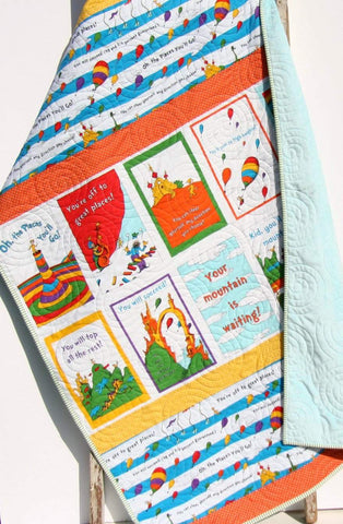 Oh the Places You'll Go Quilt Kit Dr Seuss Stripes Panel Blanket, Baby