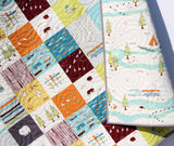 Kristin Blandford Designs Baby Quilt Kit Organic Quilt Kit Camp Sur Birch Fabrics Cheater Patchwork Blanket DIY Wholecloth JayCyn Camping Outdoors Out of Print Hard to Find OOP HTF