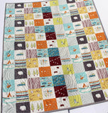 Kristin Blandford Designs Baby Quilt Kit Organic Quilt Kit Camp Sur Birch Fabrics Cheater Patchwork Blanket DIY Wholecloth JayCyn Camping Outdoors Out of Print Hard to Find OOP HTF