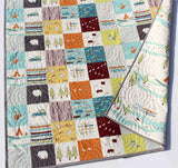 Kristin Blandford Designs Baby Quilt Kit Organic Quilt Kit Camp Sur Birch Fabrics Cheater Patchwork Blanket DIY Wholecloth JayCyn Camping Outdoors Out of Print Hard to Find OOP HTF