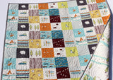 Kristin Blandford Designs Baby Quilt Kit Organic Quilt Kit Camp Sur Birch Fabrics Cheater Patchwork Blanket DIY Wholecloth JayCyn Camping Outdoors Out of Print Hard to Find OOP HTF