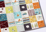 Kristin Blandford Designs Baby Quilt Kit Organic Quilt Kit Camp Sur Birch Fabrics Cheater Patchwork Blanket DIY Wholecloth JayCyn Camping Outdoors Out of Print Hard to Find OOP HTF