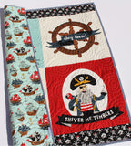 Kristin Blandford Designs Baby Quilt Kit Pirate Tales Quilt Kit, Natuical Boy Panel, Nursery Crib Sewing Blanket, Ocean Sea Quilting DIY Project Simple Quick Easy Jolly Roger Ship