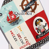 Kristin Blandford Designs Baby Quilt Kit Pirate Tales Quilt Kit, Natuical Boy Panel, Nursery Crib Sewing Blanket, Ocean Sea Quilting DIY Project Simple Quick Easy Jolly Roger Ship