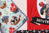 Kristin Blandford Designs Baby Quilt Kit Pirate Tales Quilt Kit, Natuical Boy Panel, Nursery Crib Sewing Blanket, Ocean Sea Quilting DIY Project Simple Quick Easy Jolly Roger Ship