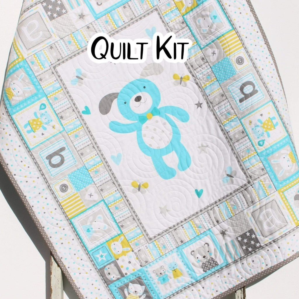 Wee Pals Baby Quilt KIt with blue binding