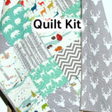 Kristin Blandford Designs Baby Quilt Kit Quilt Kit, Boy Woodland Rustic Low Volume, Baby Blanket Project, Buck Forest Night, Crib Bedding Quilting Sewing Boy Toddler Bedding Bundle