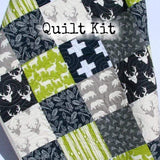 Kristin Blandford Designs Baby Quilt Kit Quilt Kit, Boy Woodland Rustic Navy Blue, Baby Blanket Project, Buck Forest Night, Crib Bedding Quilting Sewing Boy Toddler Bedding