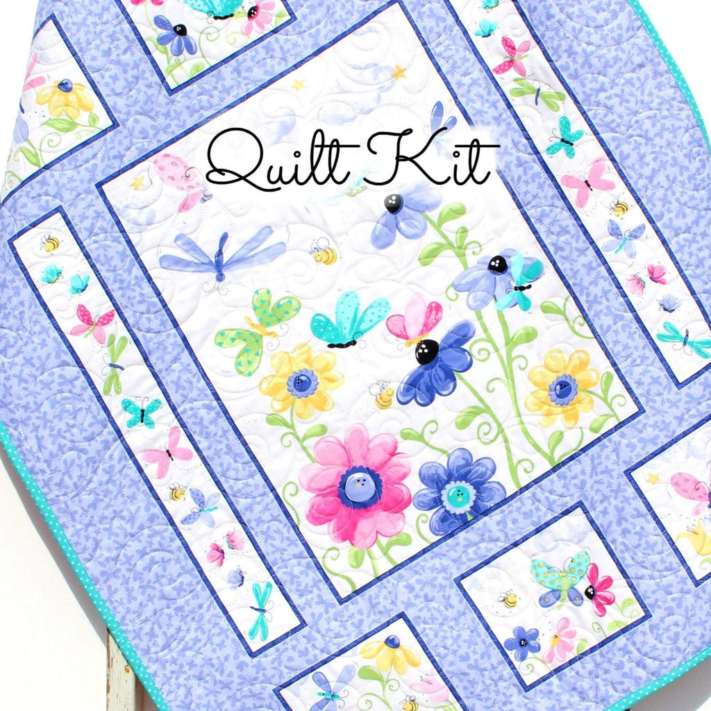Kristin Blandford Designs Baby Quilt Kit Quilt Kit, Butterfly Baby Panel, Minky Cuddle Fabric, Flutter Susybee Sewing Project Beginner Quilting Ideas Quick Easy Simple Flowers Flora