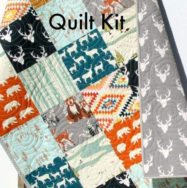 Quilt Kit, Colorful Woodland Boy Rustic, Bears Fox Deer Arrows Forest