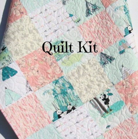 Quilt Kit Girl Panda Teepee Bamboo Arrows Crib Toddler Bedding Project