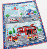 Kristin Blandford Designs Baby Quilt Kit Quilt Kit Rescue Fire Fighter Ambulance Police Panel Quick Easy Fun Beginner Project First Responders Baby Boy Save the Day Newborn Blanket