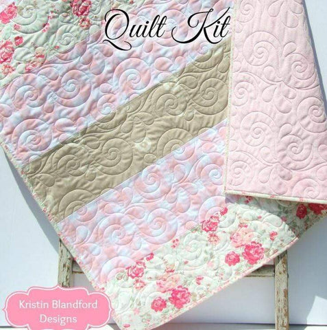 Quilt Kits for Beginners, Farmhouse Plaid, Pink Vintage Floral, Projects for you to Make, Baby or Toddler, Floral Gift