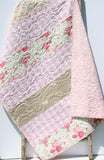 Quilt Kits for Beginners, Farmhouse Plaid, Pink Vintage Floral, Projects for you to Make, Baby or Toddler, Floral Gift