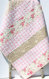 Quilt Kits for Beginners, Farmhouse Plaid, Pink Vintage Floral, Projects for you to Make, Baby or Toddler, Floral Gift