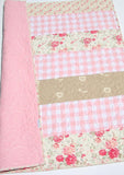 Quilt Kits for Beginners, Farmhouse Plaid, Pink Vintage Floral, Projects for you to Make, Baby or Toddler, Floral Gift