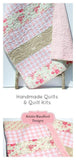 Quilt Kits for Beginners, Farmhouse Plaid, Pink Vintage Floral, Projects for you to Make, Baby or Toddler, Floral Gift