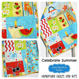 Kristin Blandford Designs Baby Quilt Kit Summer Quilt Kit, Wall Hanging, Quilting Panel Fabrics, Faux Patchwork Sewing, Make Yourself DIY, Beginner Patterns, Ladybug Flip Flops Bird